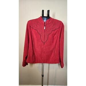 Vintage Bob Mackie Wearable Art Womens Zip up Jacket Red Medium